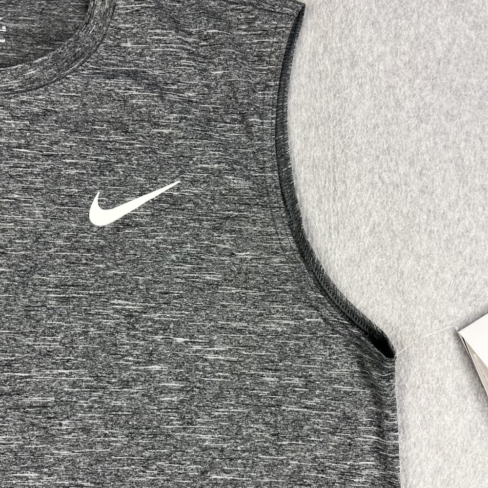 Nike Swim Dri Fit Shirt Mens Medium Gray Sleeveless Active UPF 40 Team $46 - Picture 4 of 14
